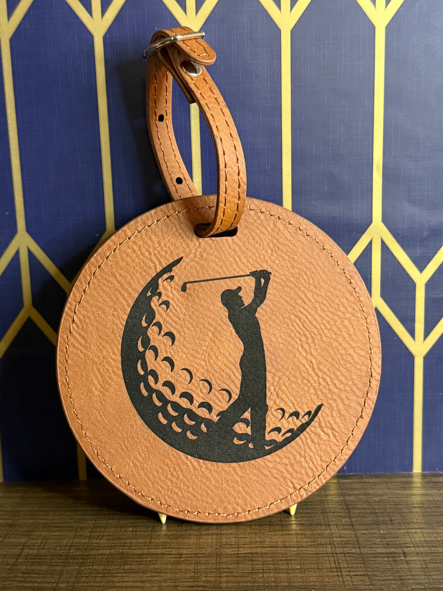 Leatherette Golf Bag Tags With Tees Customizable