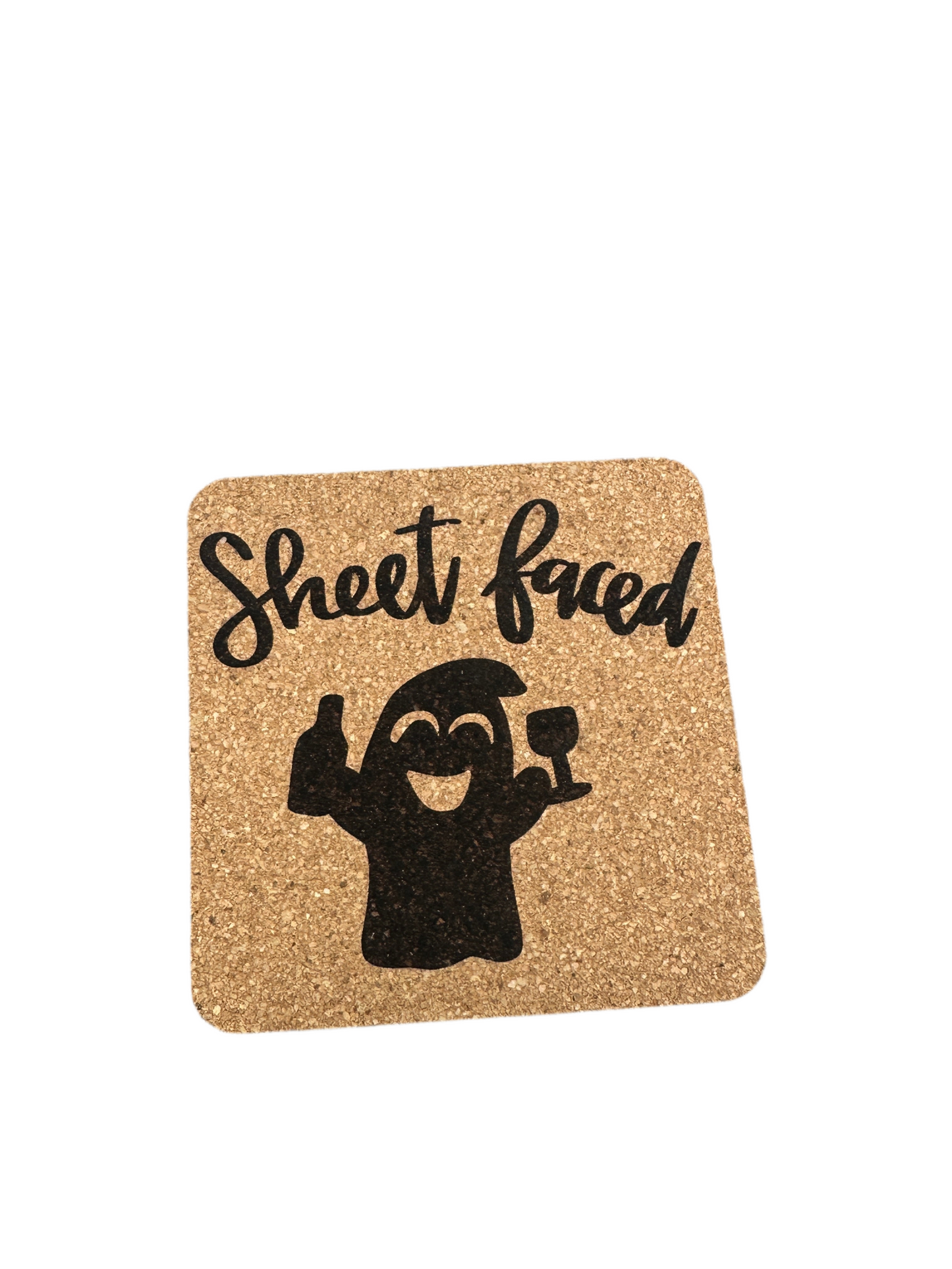 Sheet Faced 4 Pack Cork coasters Funny Drink Pun Decor