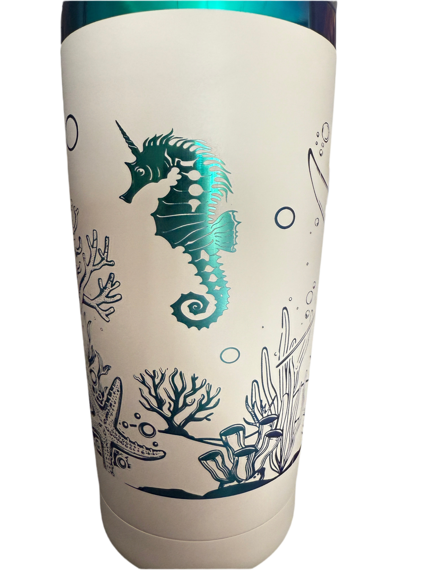 20 ounce Sea-life Tumbler Cream Color Multi-color Laser Engraved Custom