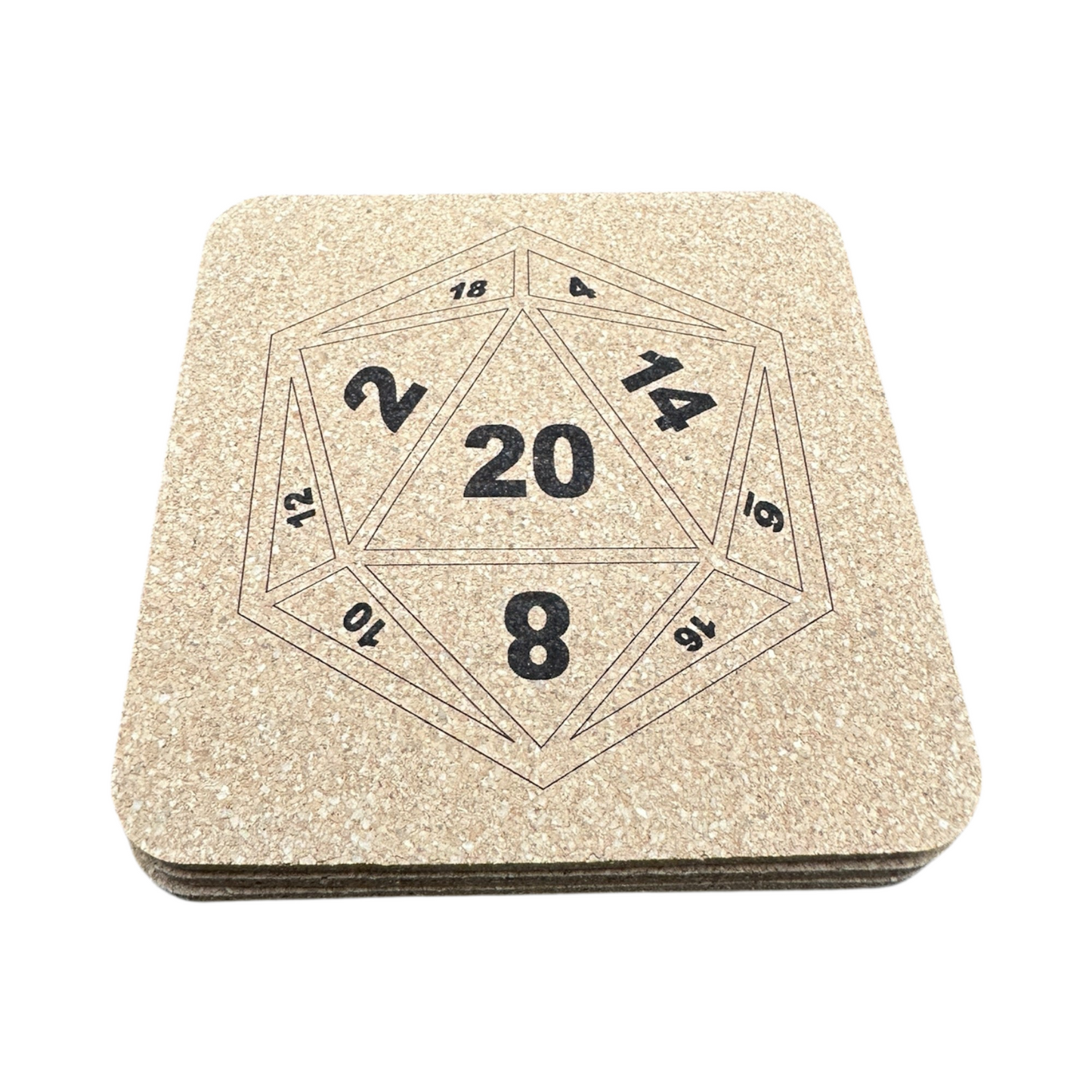 D&D Dice DND Cork Coaster Barware Drinks 1pc.