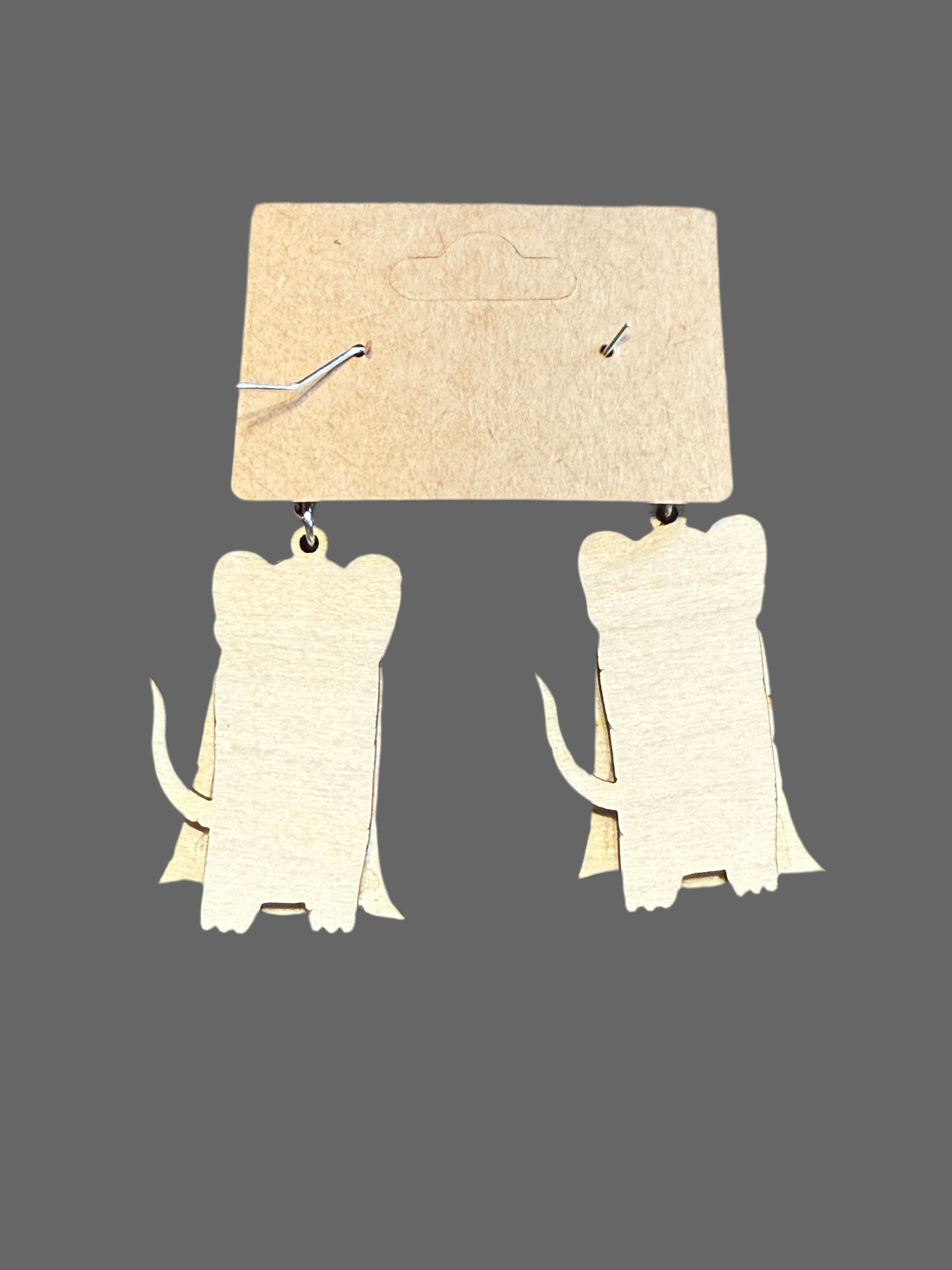 Halloween Ghost Dog Earrings 3 Layer Wood 1.5 inch