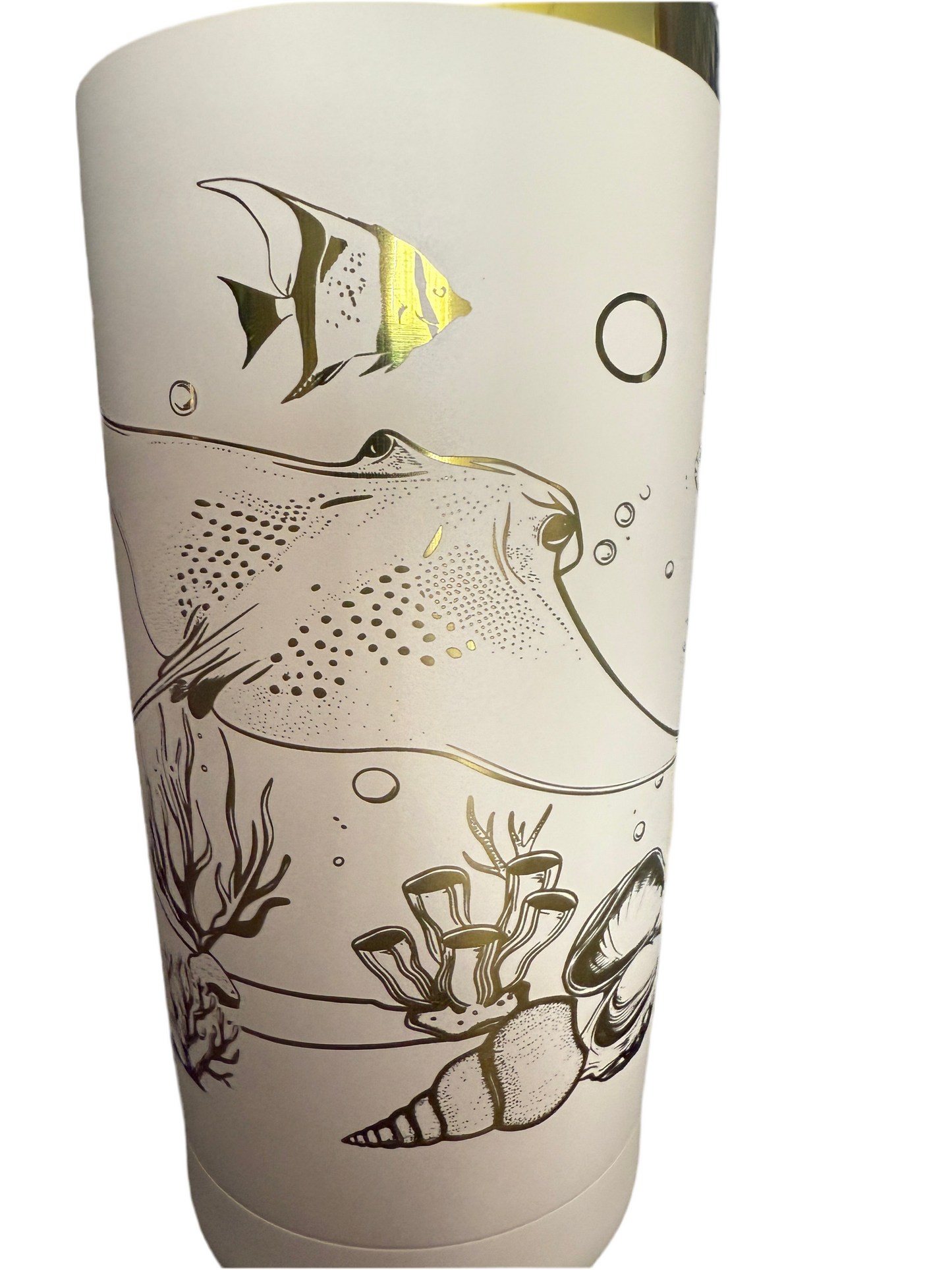 20 ounce Sea-life Tumbler Cream Color Multi-color Laser Engraved Custom