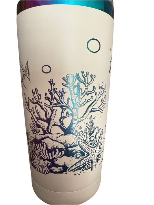 20 ounce Sea-life Tumbler Cream Color Multi-color Laser Engraved Custom