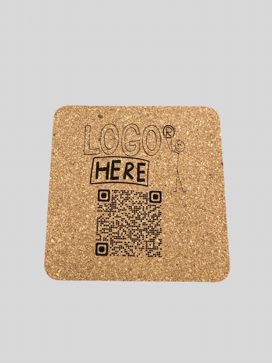 Custom Logo QR Code Artwork On Cork 3mm Coasters