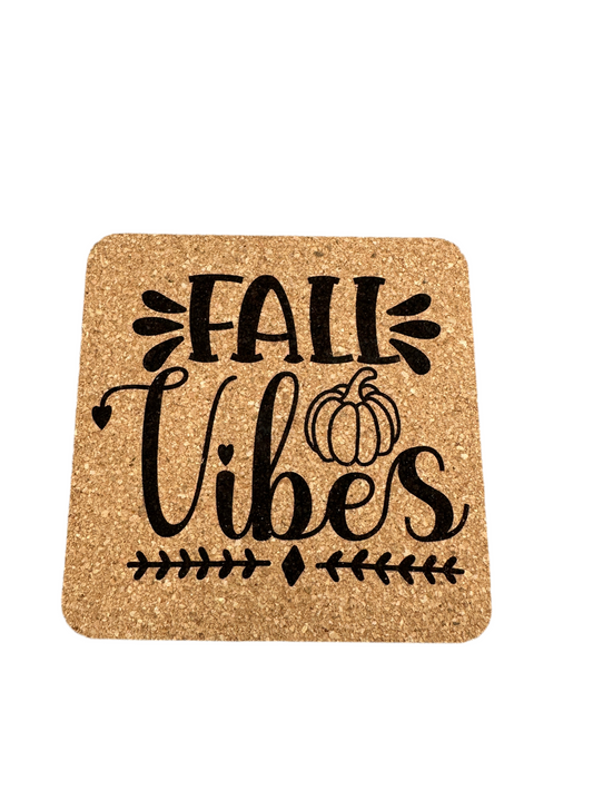 Fall Vibes 4 Pack Cork Coaster Harvest Halloween Pumpkin