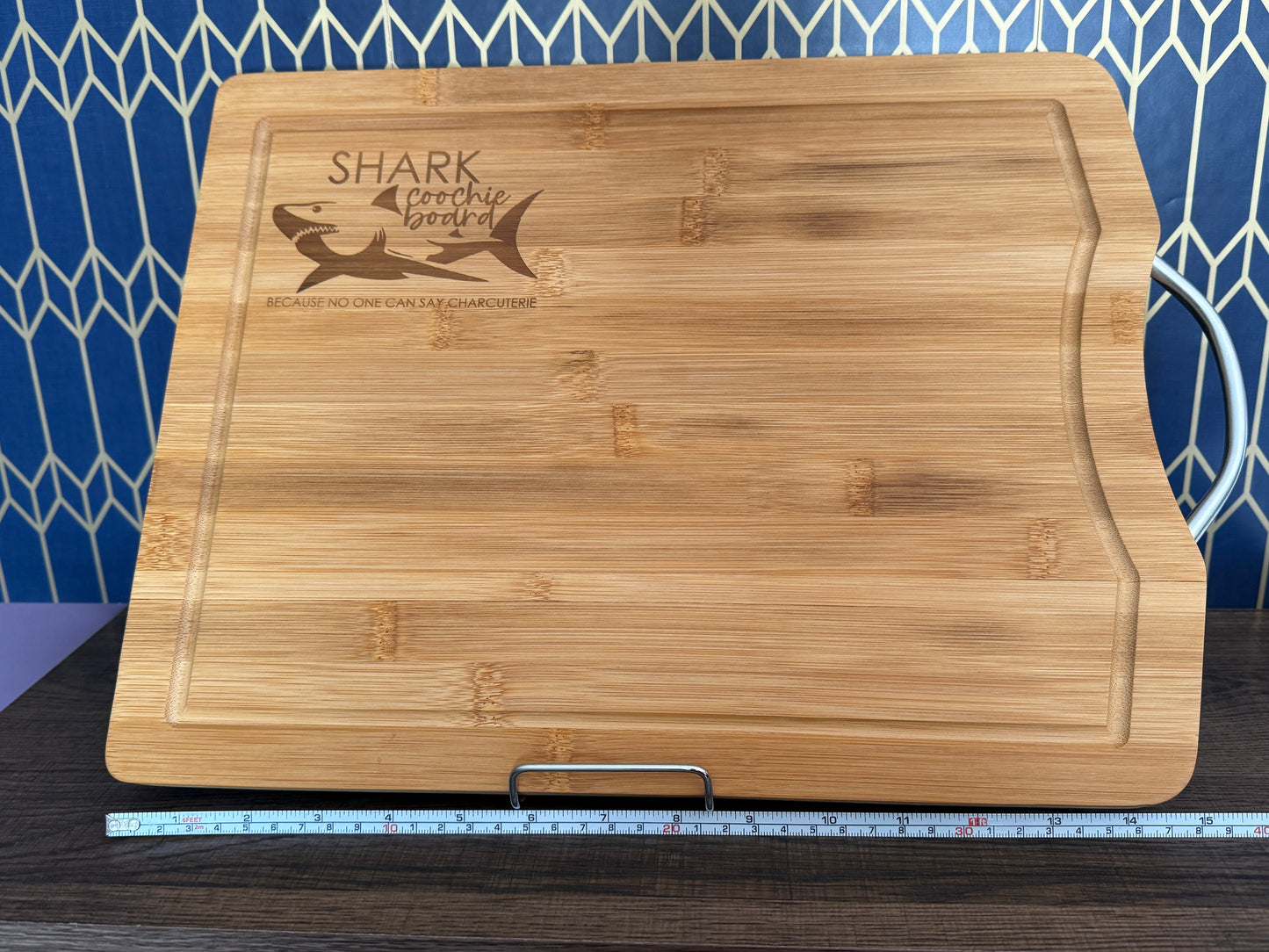 Shark-Coochie Board Cutting Charcuterie Funny Bamboo